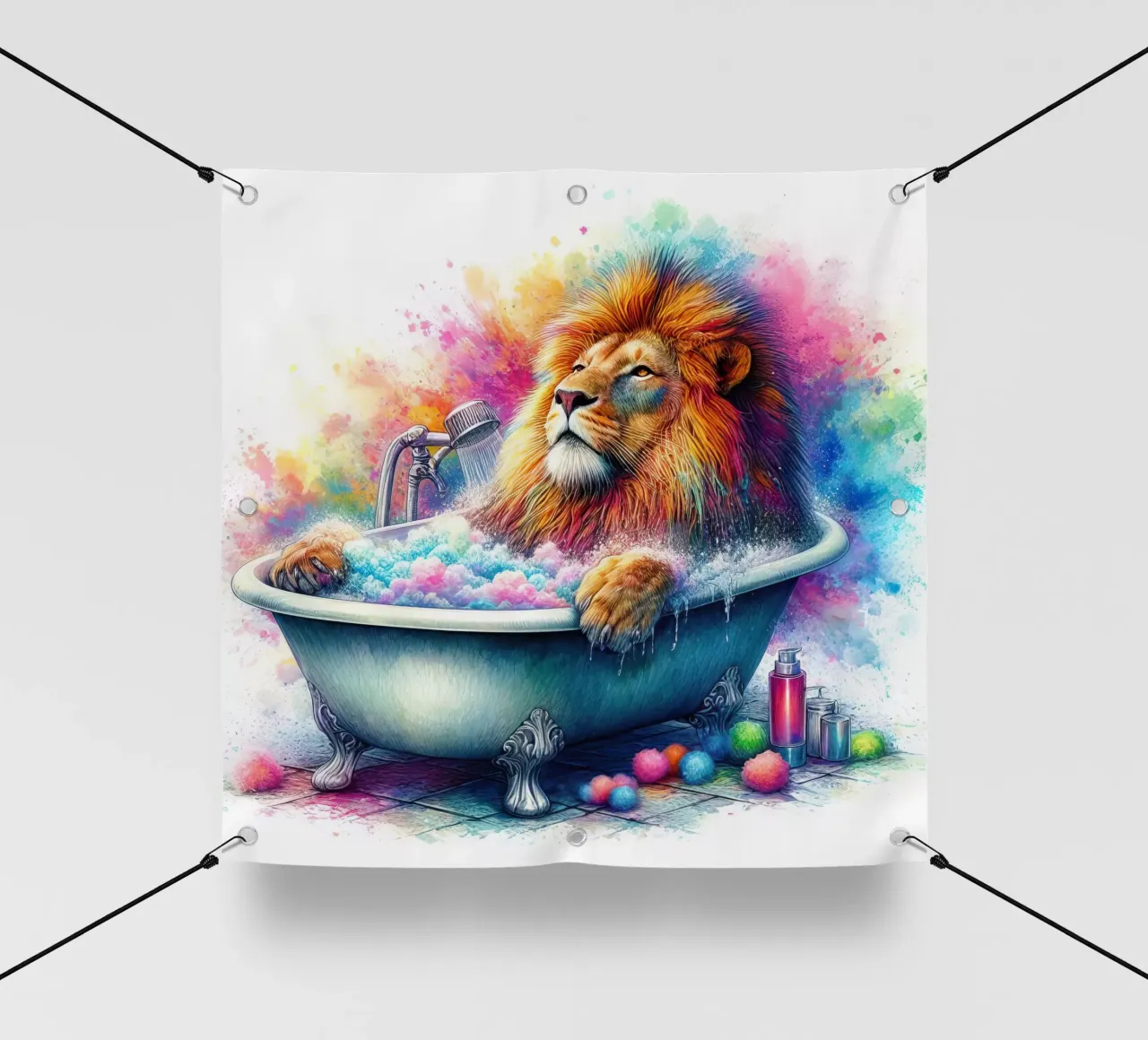 A lion in my bathtub pvc cover by 🎁 ARTVI-SHOP