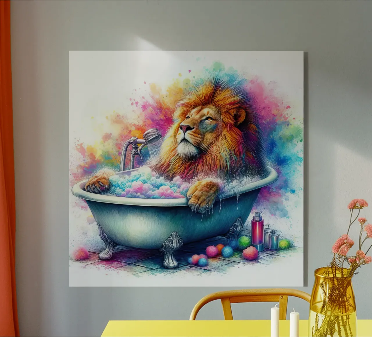 Un león en mi bañera metacrilato de 🎁 ARTVI-SHOP