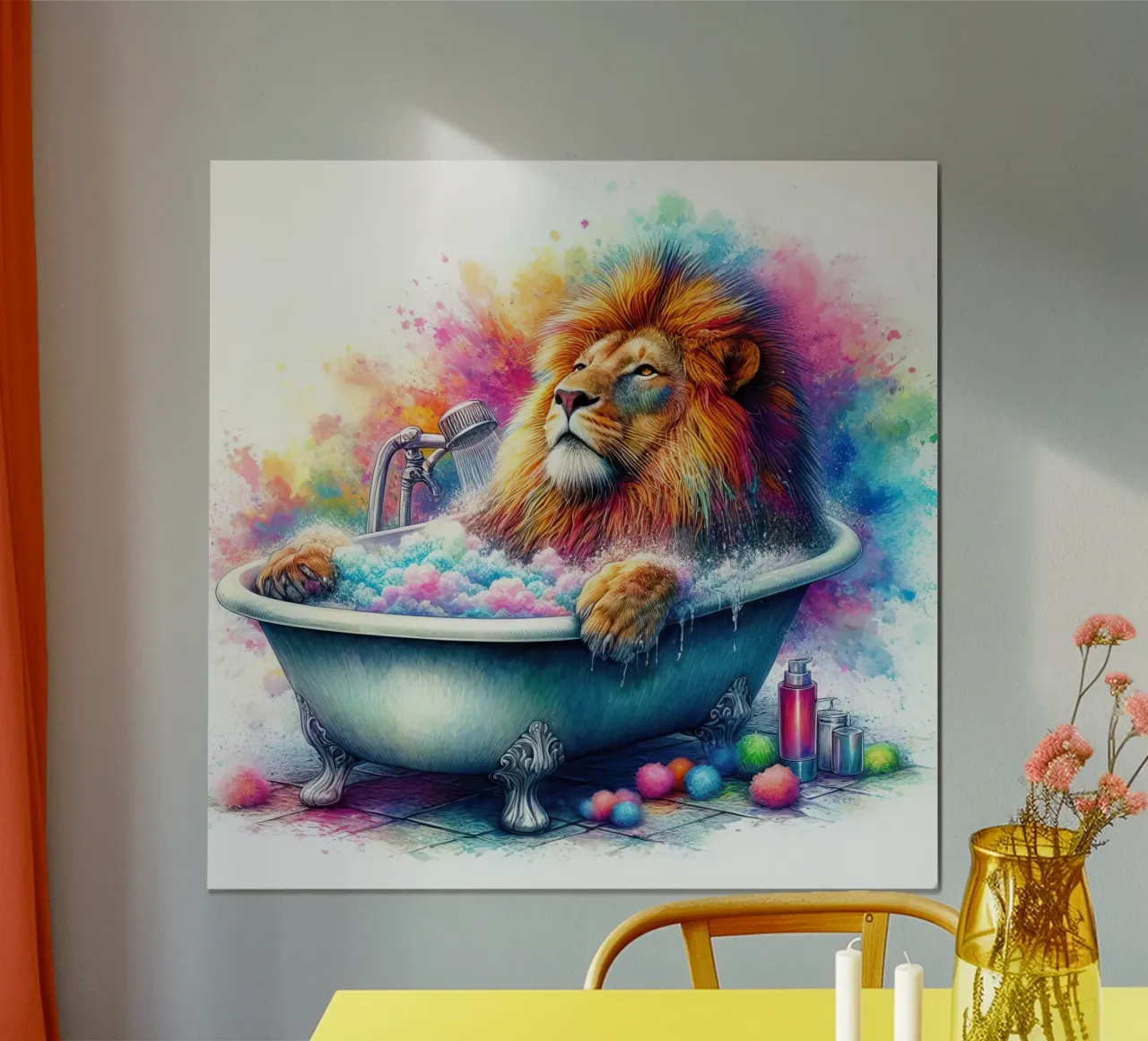 Un león en mi bañera hahnemühle de 🎁 ARTVI-SHOP