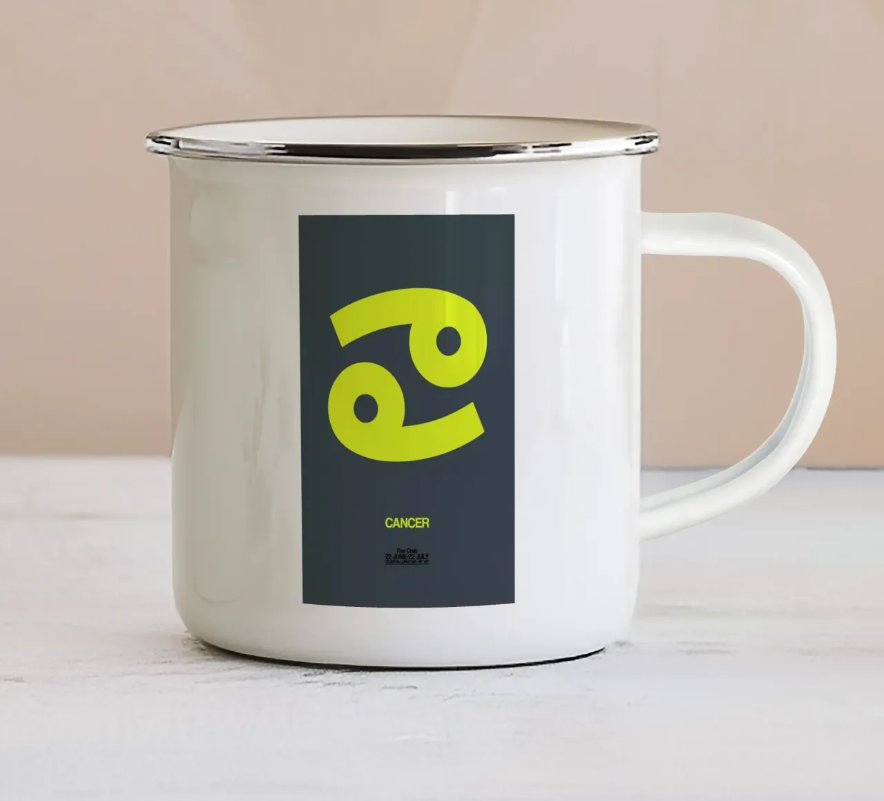 Cancer Zodiac Sign Yellow tazza in smalto da Naxart