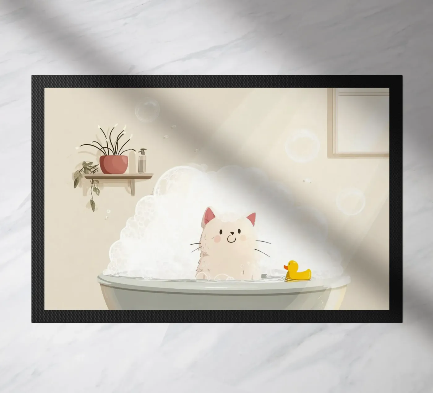 Bubble Bath Kitty Fußmatte von Kiara