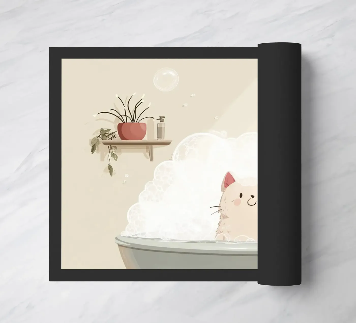 Bubble Bath Kitty Fußmatte von Kiara