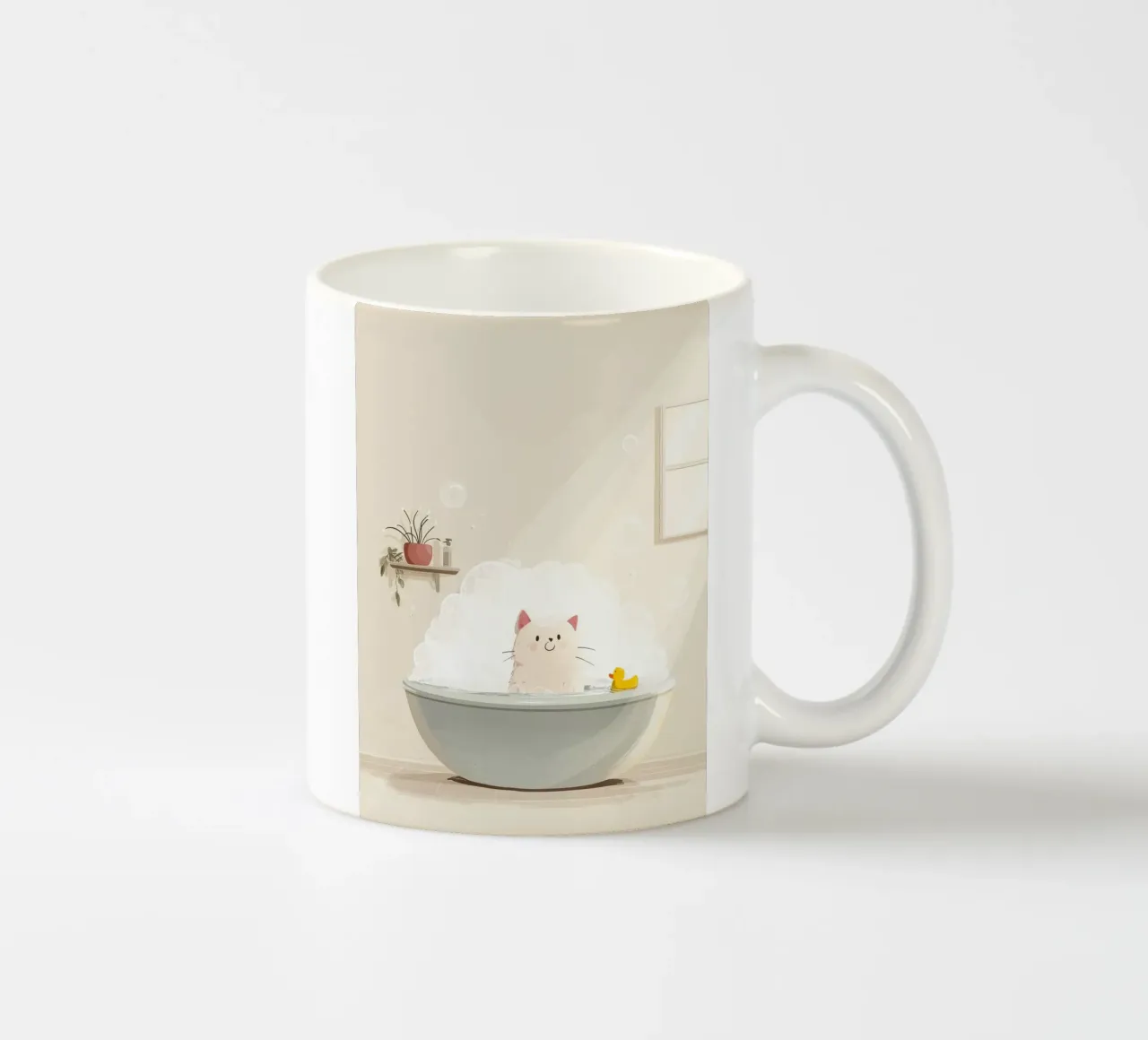 Bubble Bath Kitty ceramic mug by Kiara