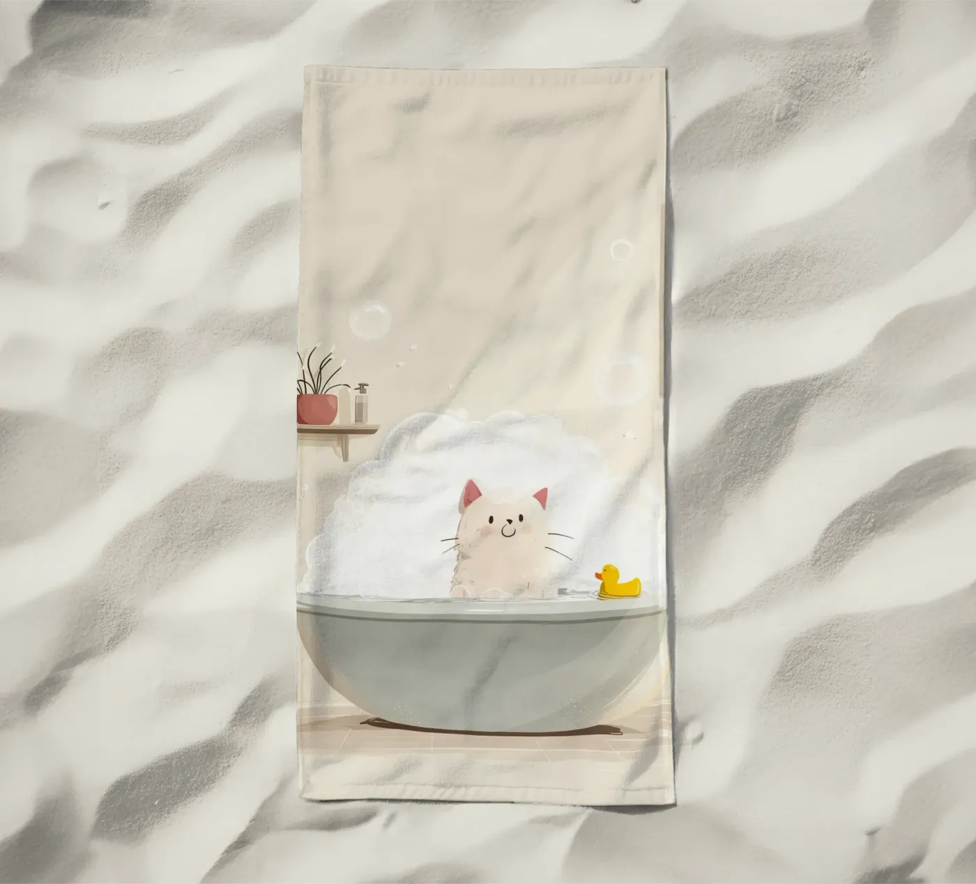 Bubble Bath Kitty strandhanddoek van Kiara