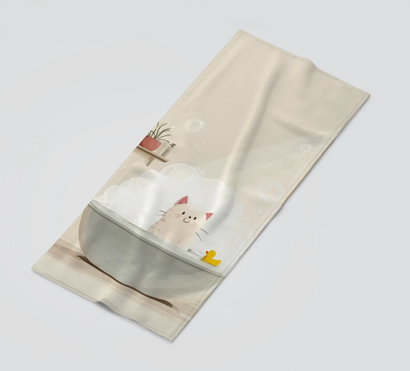 Bubble Bath Kitty strandhanddoek van Kiara