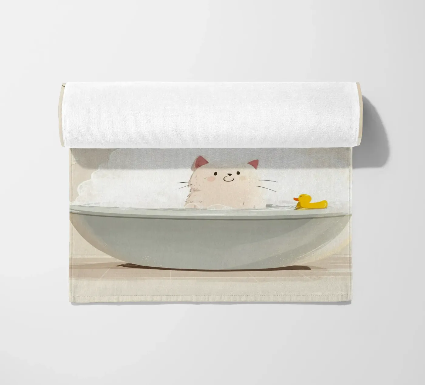 Bubble Bath Kitty strandhanddoek van Kiara