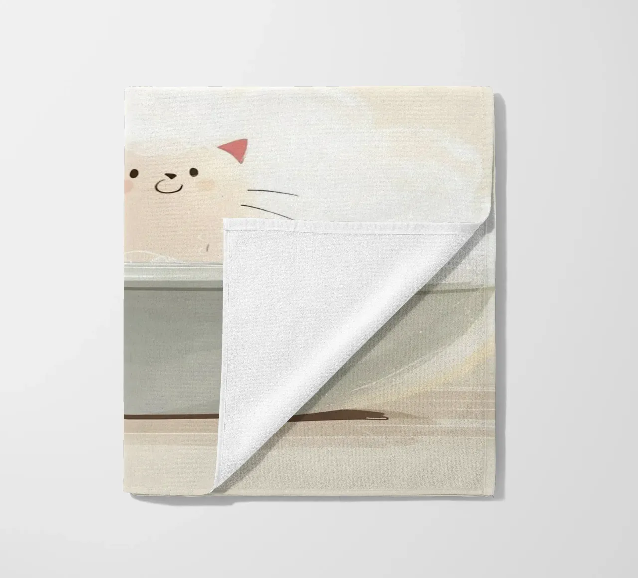 Bubble Bath Kitty beach towel by Kiara