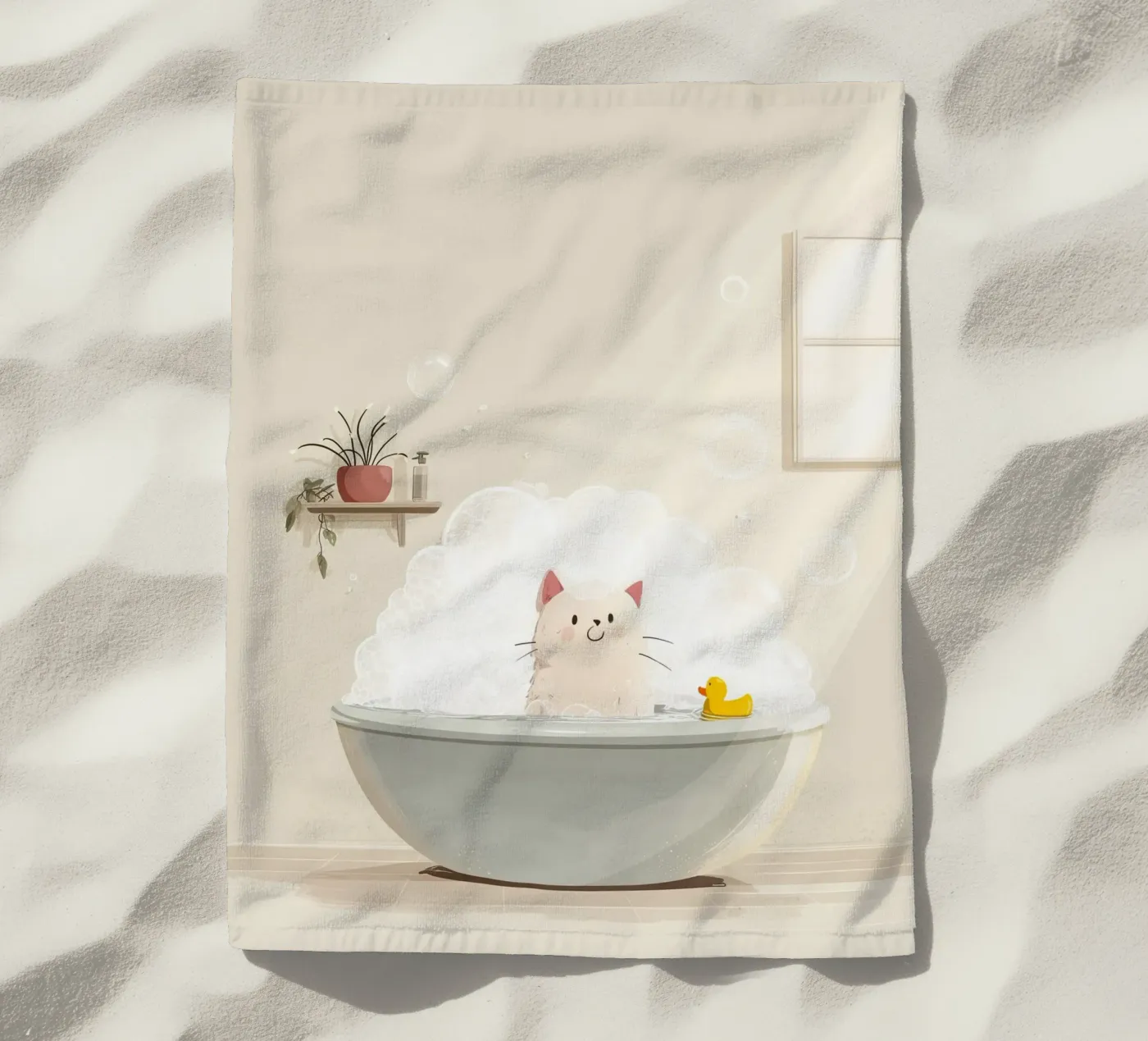 Bubble Bath Kitty strandhanddoek van Kiara