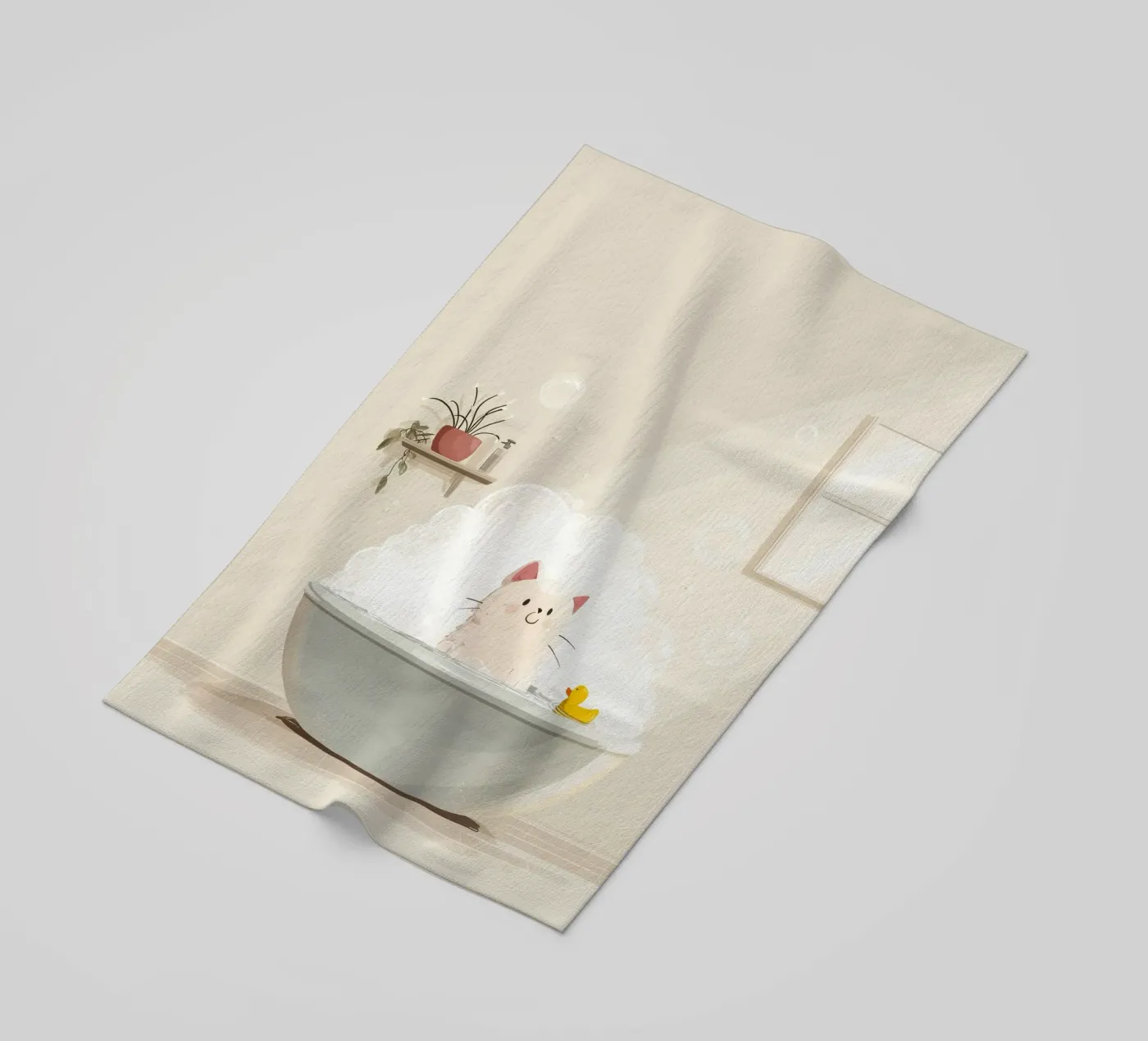 Bubble Bath Kitty strandhanddoek van Kiara