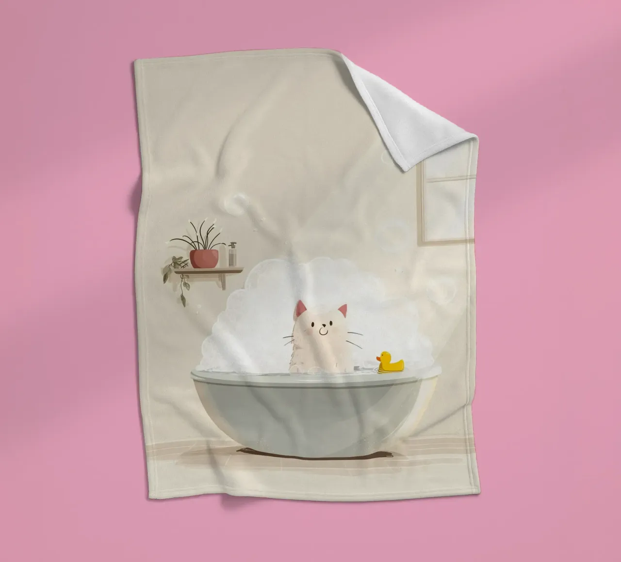 Bubble Bath Kitty fleecedeken van Kiara
