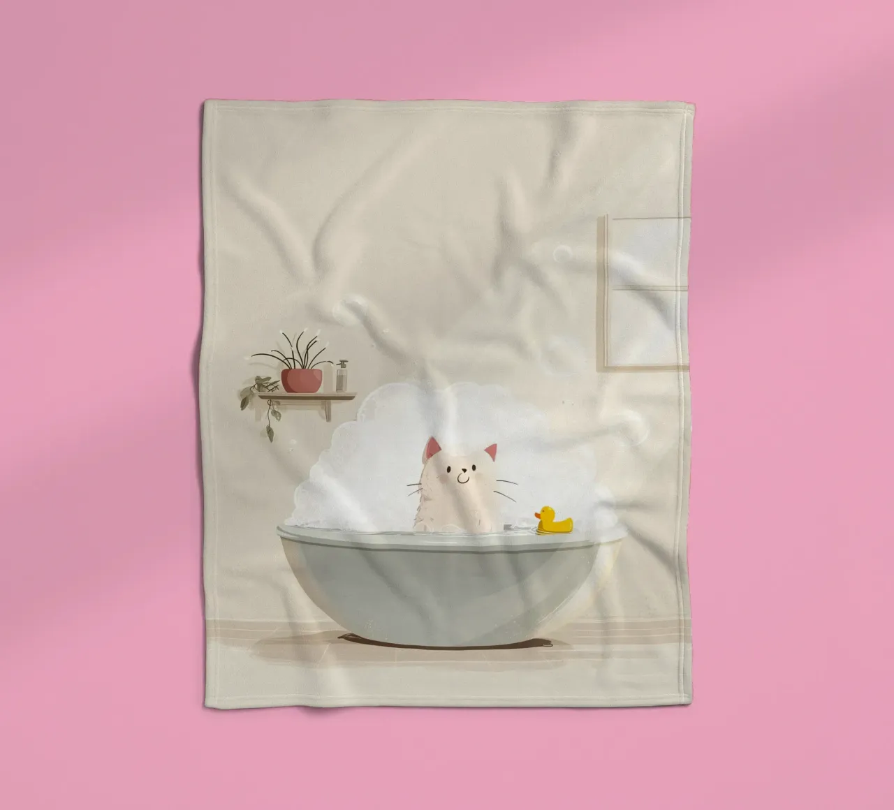 Bubble Bath Kitty fleecedeken van Kiara