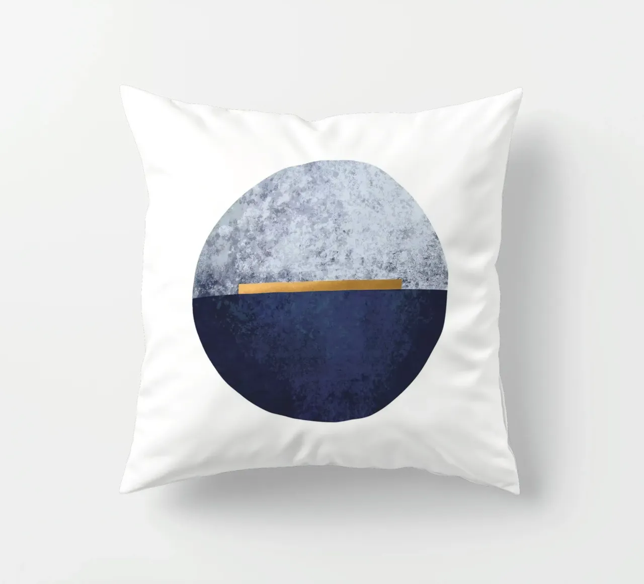 Abstract semicircle in blue and gold - Modern mural decorative cushion by Whole©