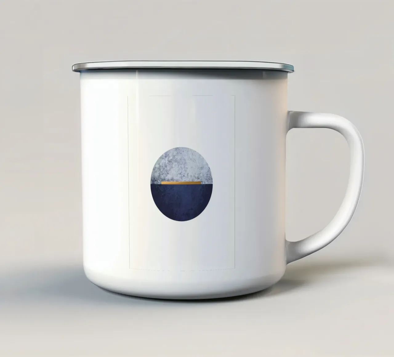 Abstracte halve cirkel in blauw en goud - Moderne muurschildering emaille mok van Whole©