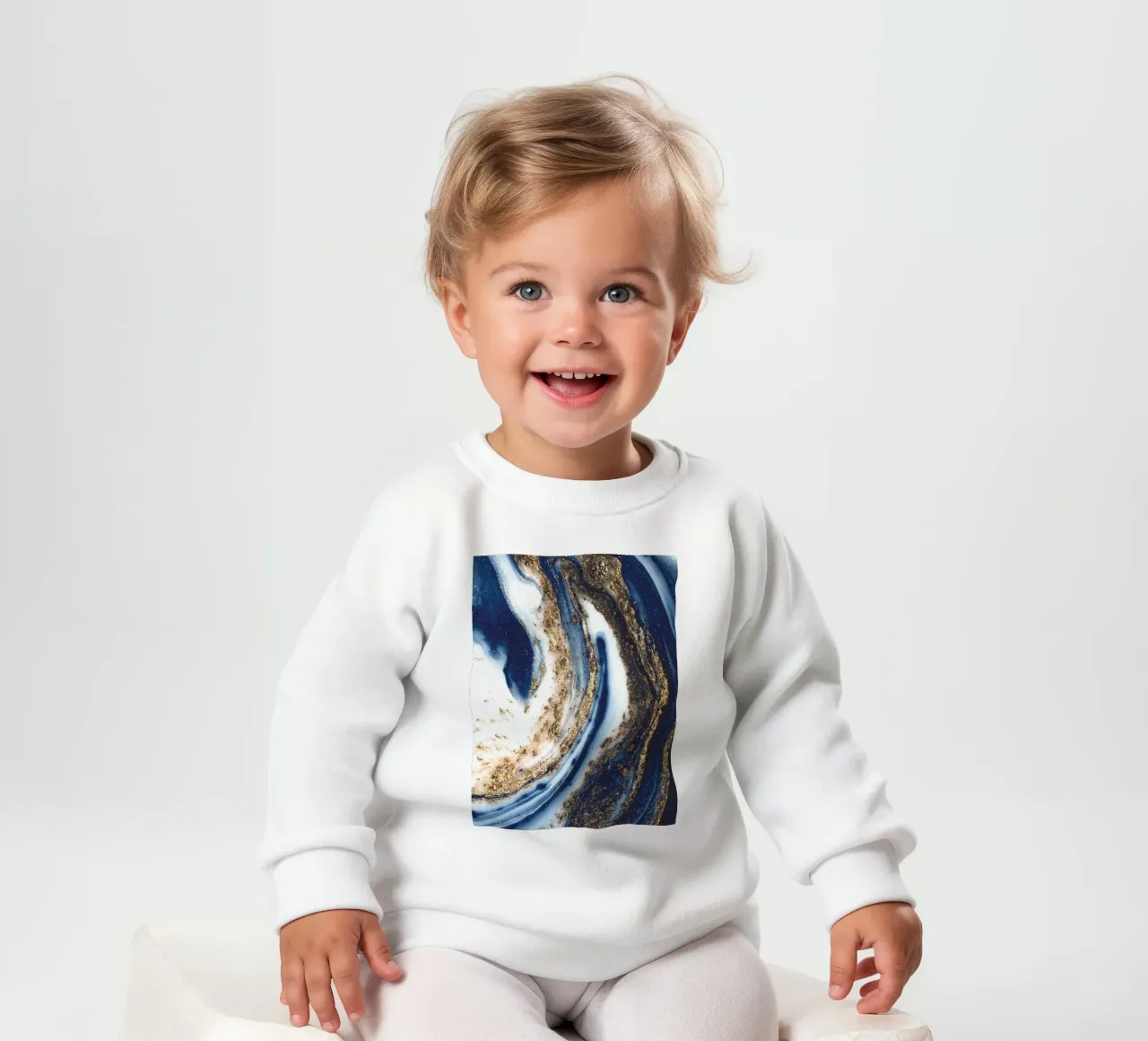 Abstract work of art in blue and gold baby sweatshirt by Whole©
