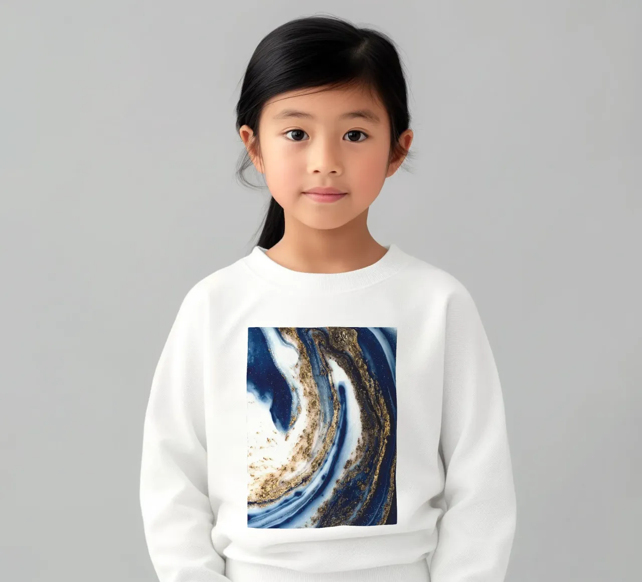 Abstract work of art in blue and gold kids sweatshirt by Whole©