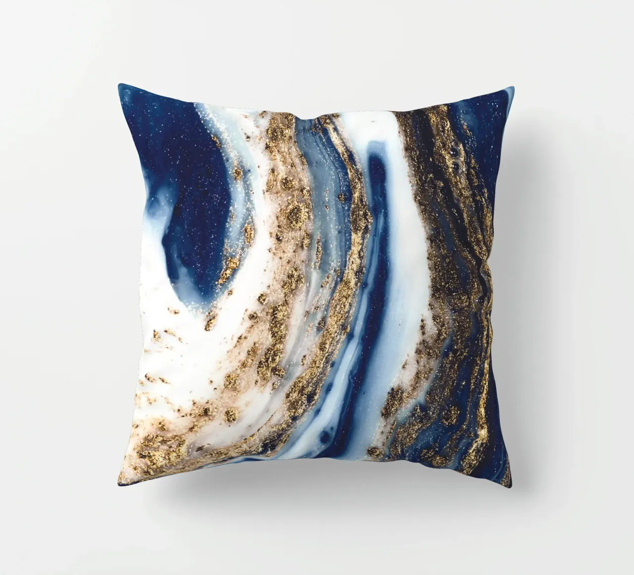 Abstraktes Kunstwerk in Blau und Gold Kissen von Whole©