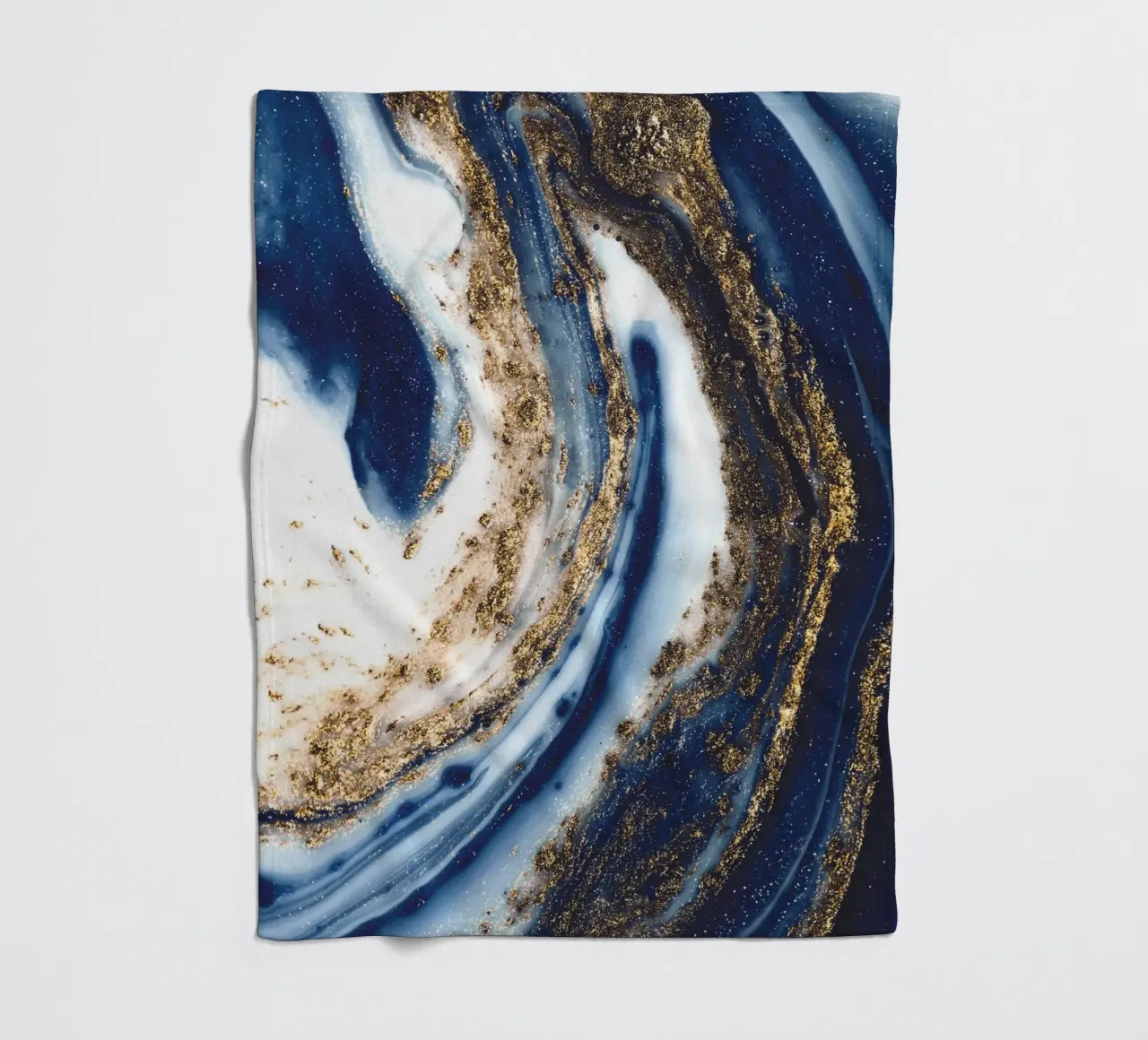 Abstract kunstwerk in blauw en goud fleecedeken van Whole©