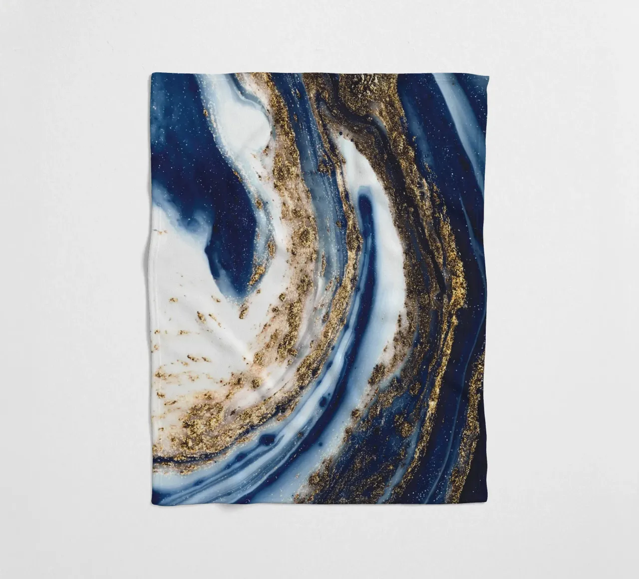 Abstract kunstwerk in blauw en goud fleecedeken van Whole©