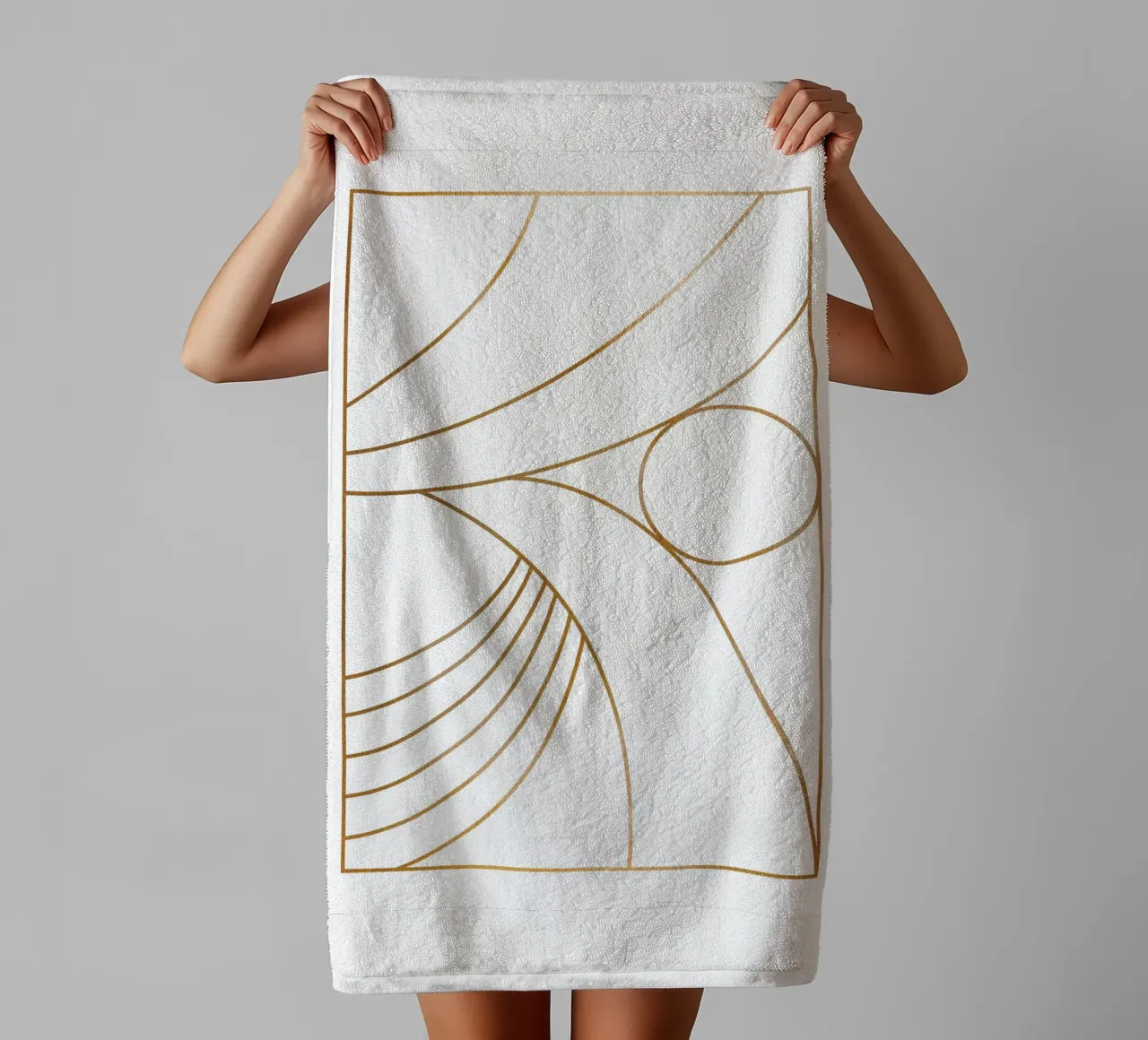 Linea minimalista in oro - Opera d'arte geometrica asciugamano da bagno da Whole©