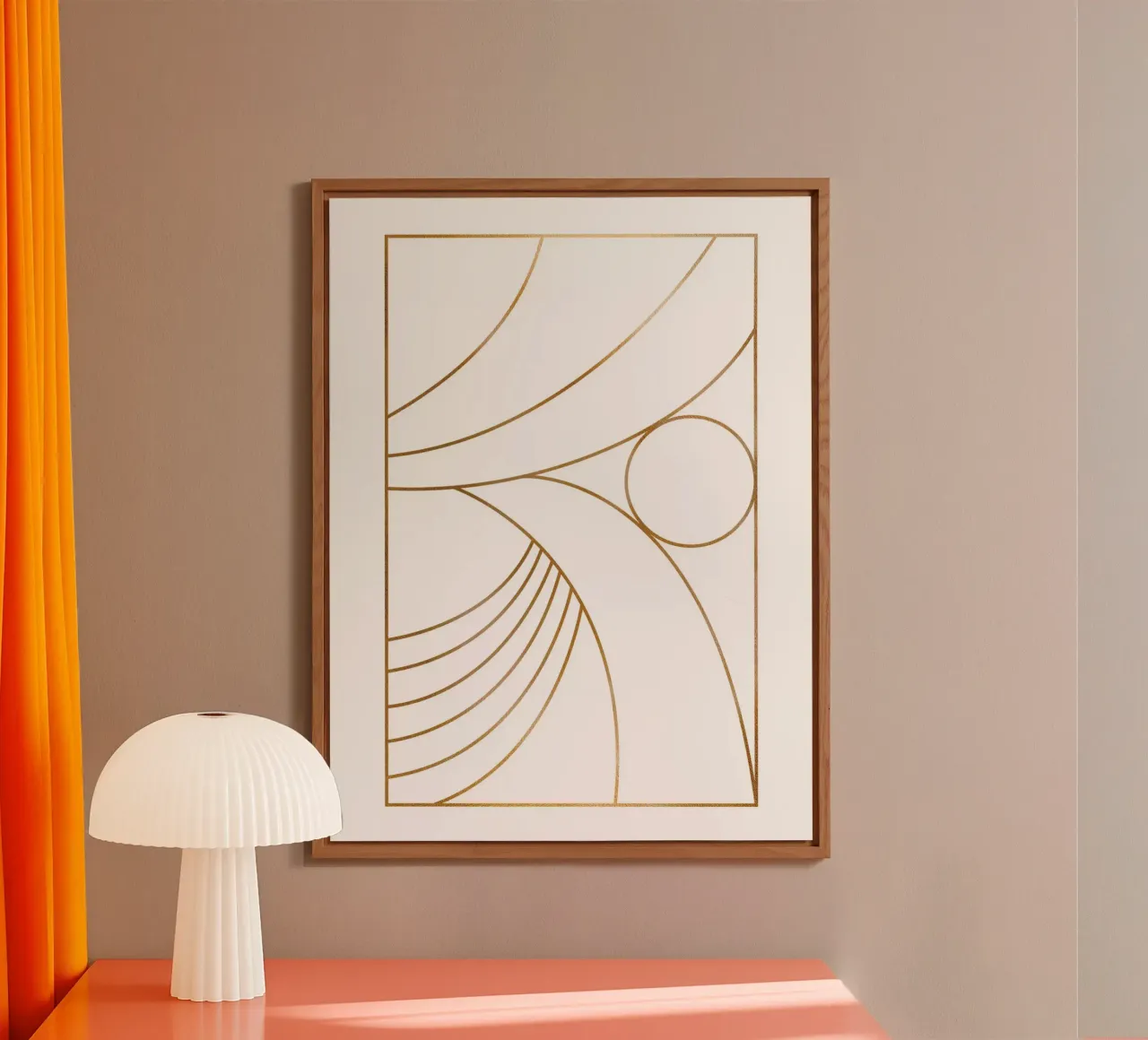 Linea minimalista in oro - Opera d'arte geometrica alluminio dibond da Whole©