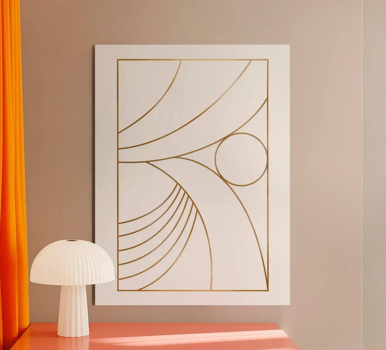 Linea minimalista in oro - Opera d'arte geometrica alluminio dibond da Whole©