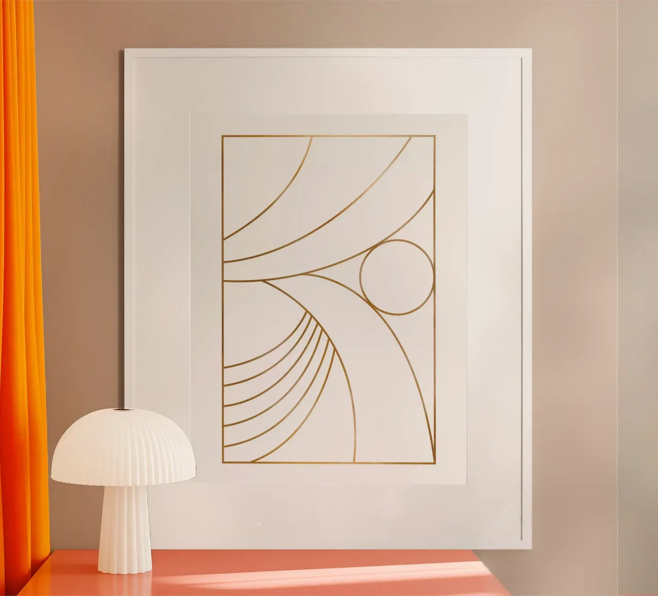 Linea minimalista in oro - Opera d'arte geometrica poster con telaio in plastica da Whole©