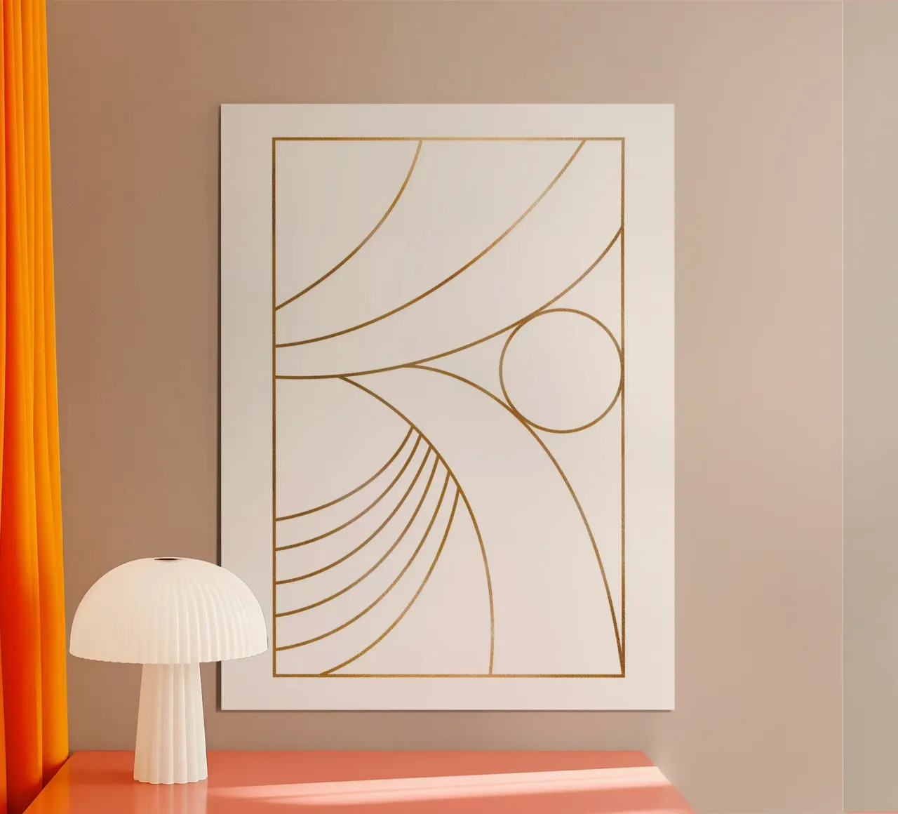 Linea minimalista in oro - Opera d'arte geometrica poster con telaio in plastica da Whole©