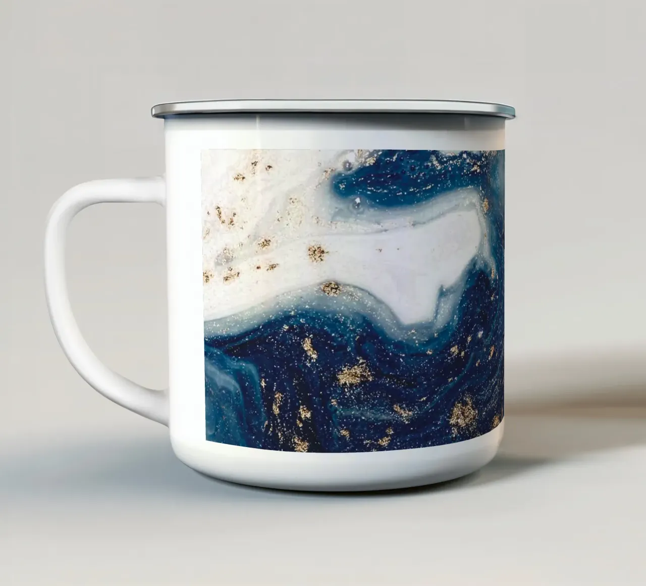 Blu mistico con oro - Arte astratta del marmo tazza in smalto da Whole©