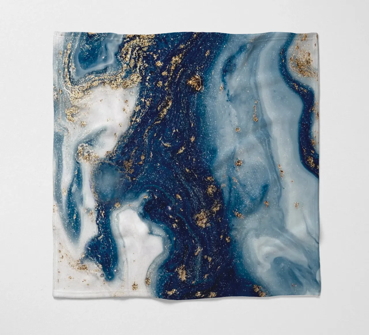 Mystical blue with gold - Abstract marble art fleece blanket by Whole©