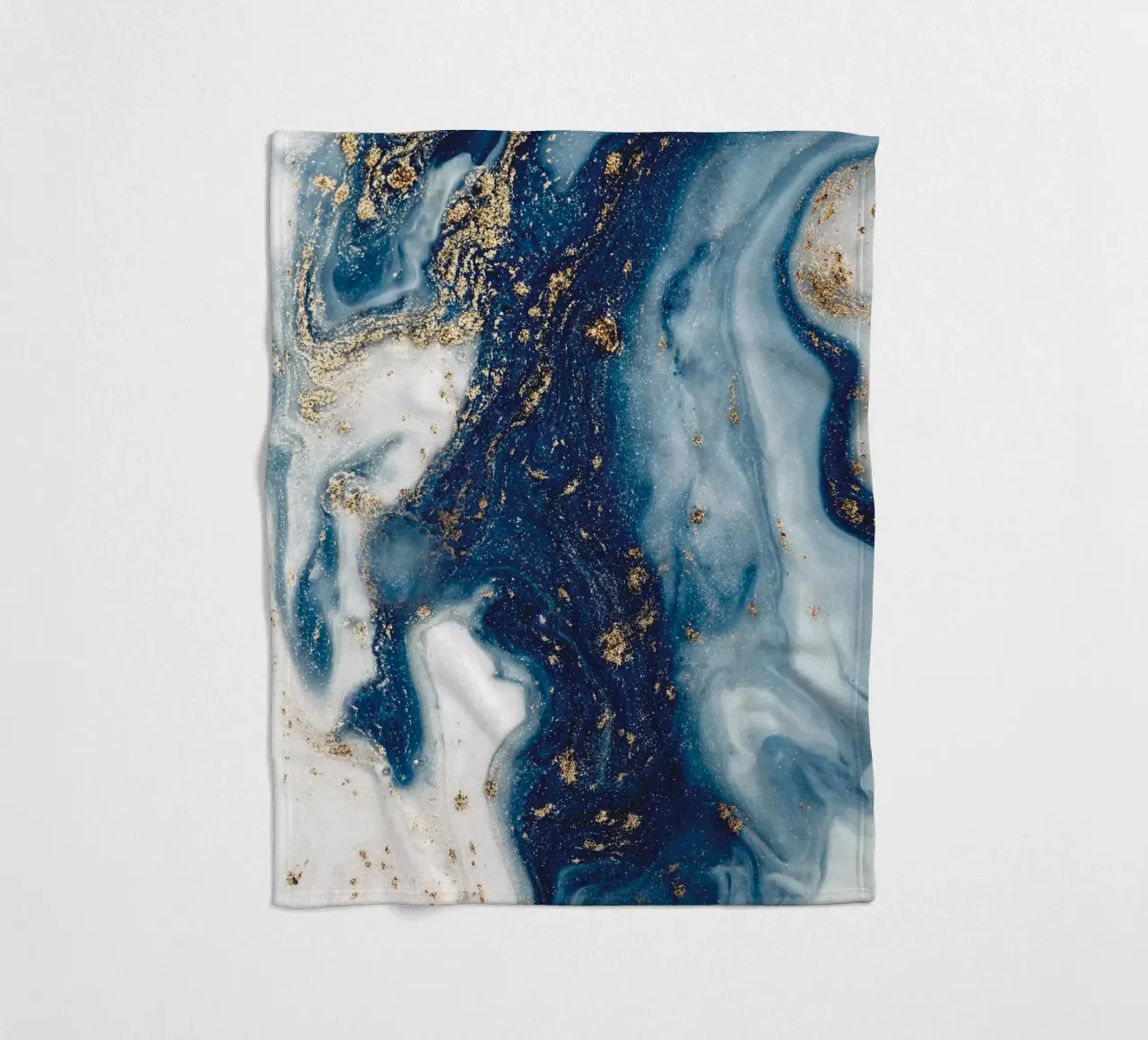 Mystical blue with gold - Abstract marble art fleece blanket by Whole©
