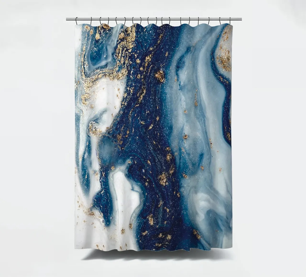 Mystical blue with gold - Abstract marble art shower curtain by Whole©