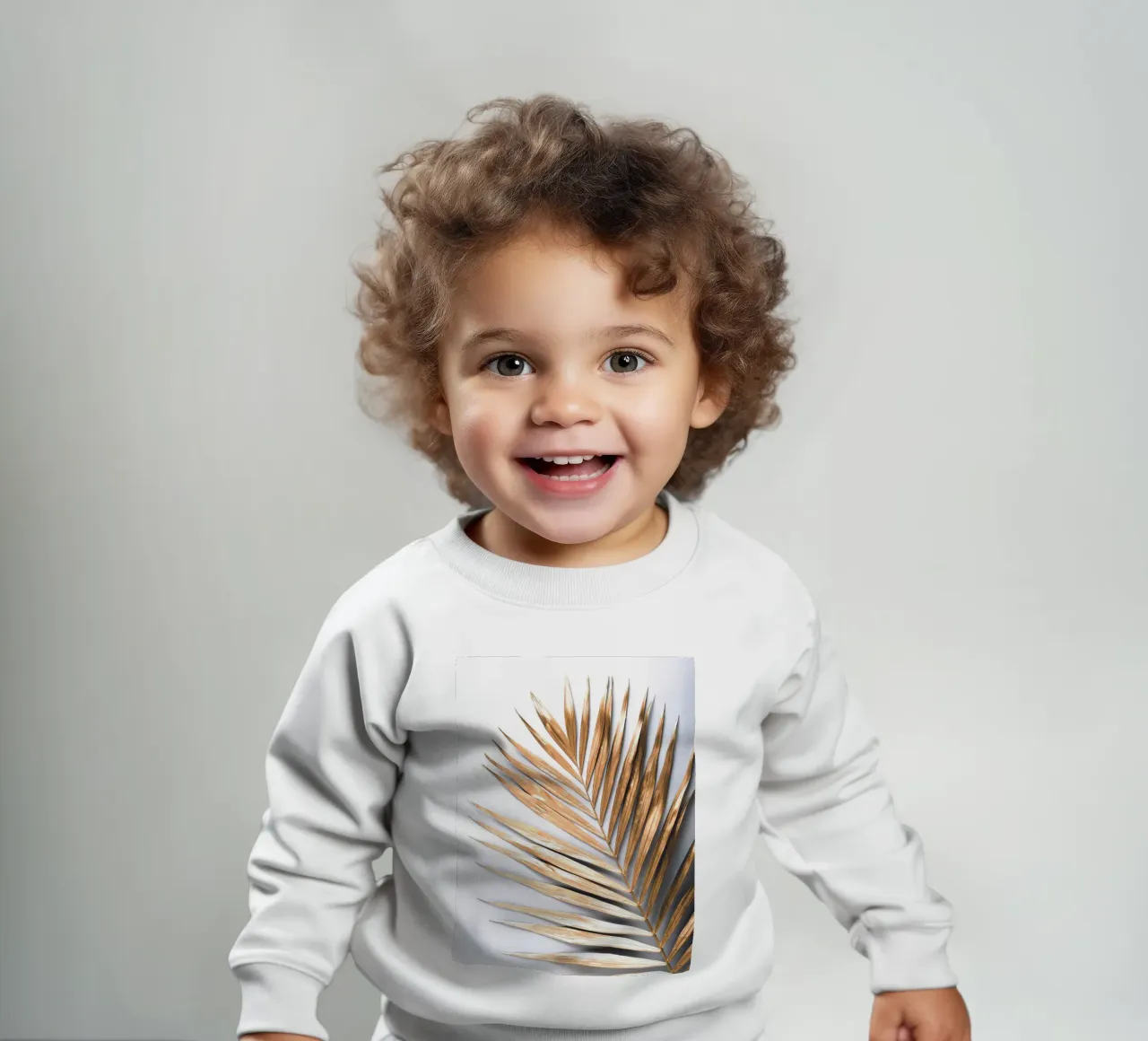Goldenes Palmenblatt – Botanische Minimal Kunst Baby Sweatshirt von Whole©
