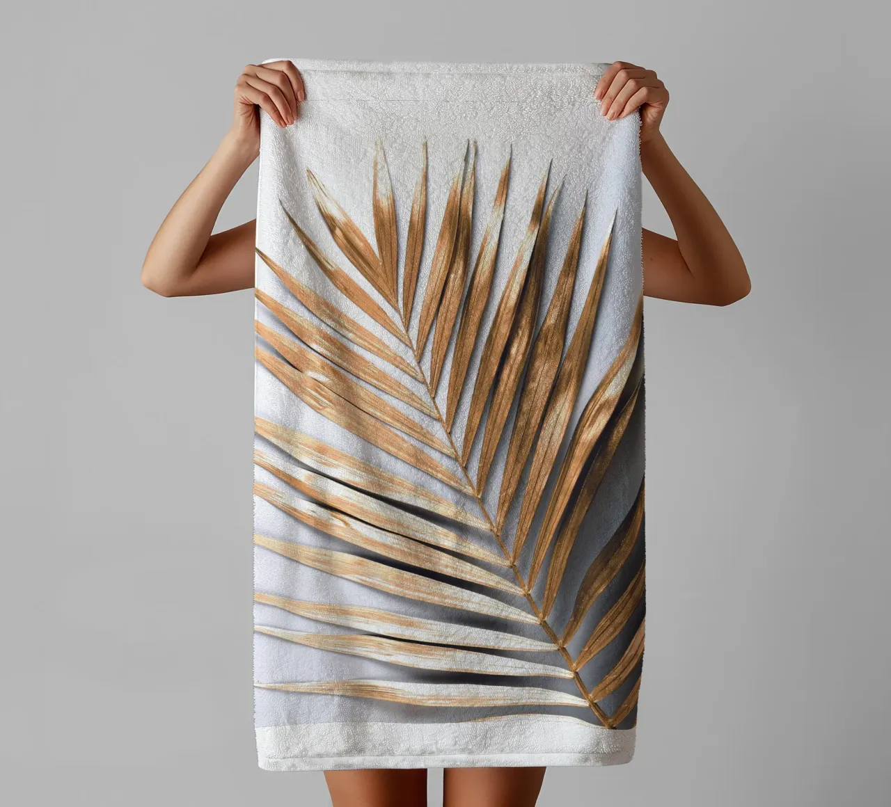Golden Palm Leaf - Botanical Minimal Art towel by Whole©