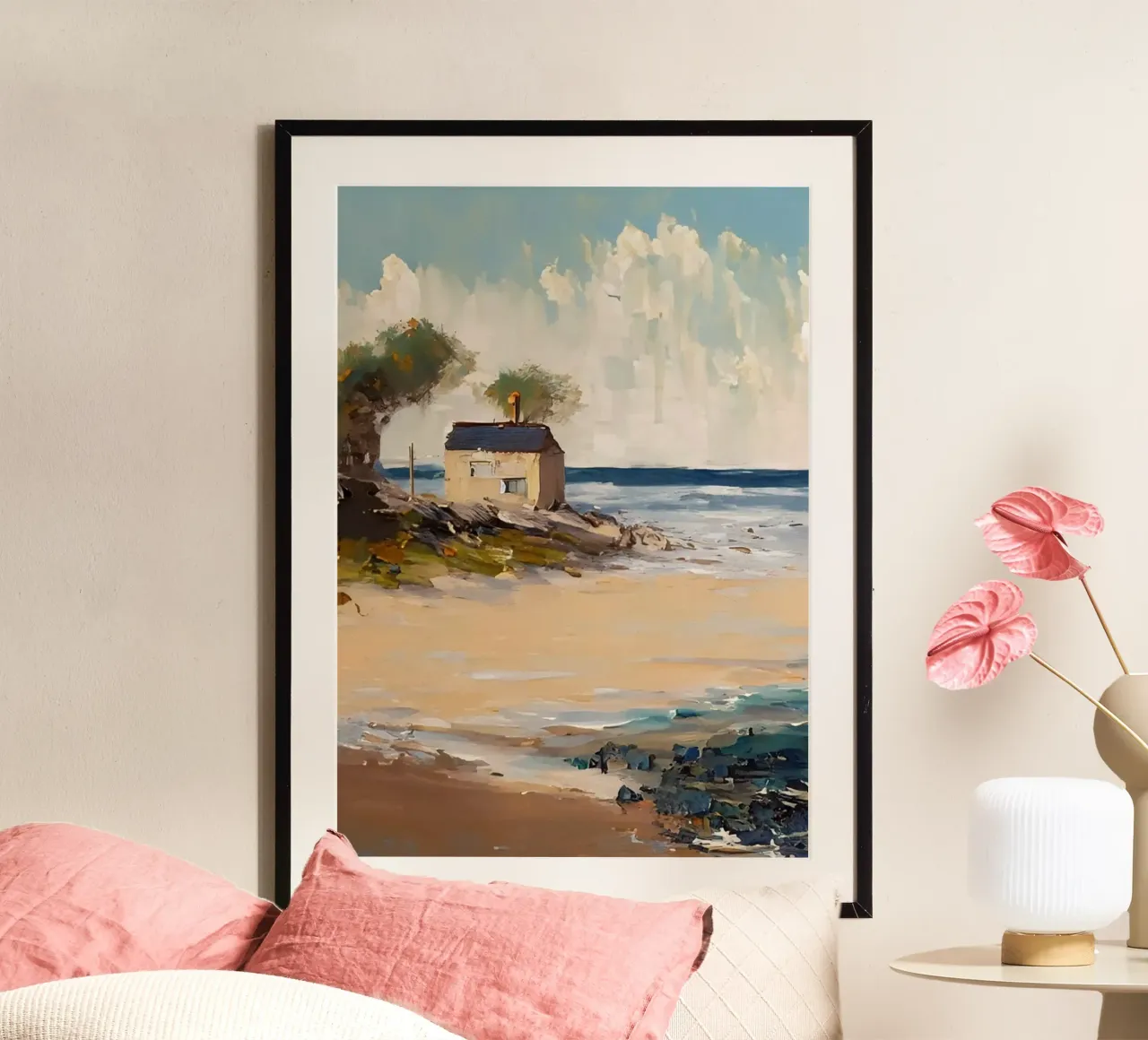 Rifugio costiero poster con telaio in legno da ComfyCouture