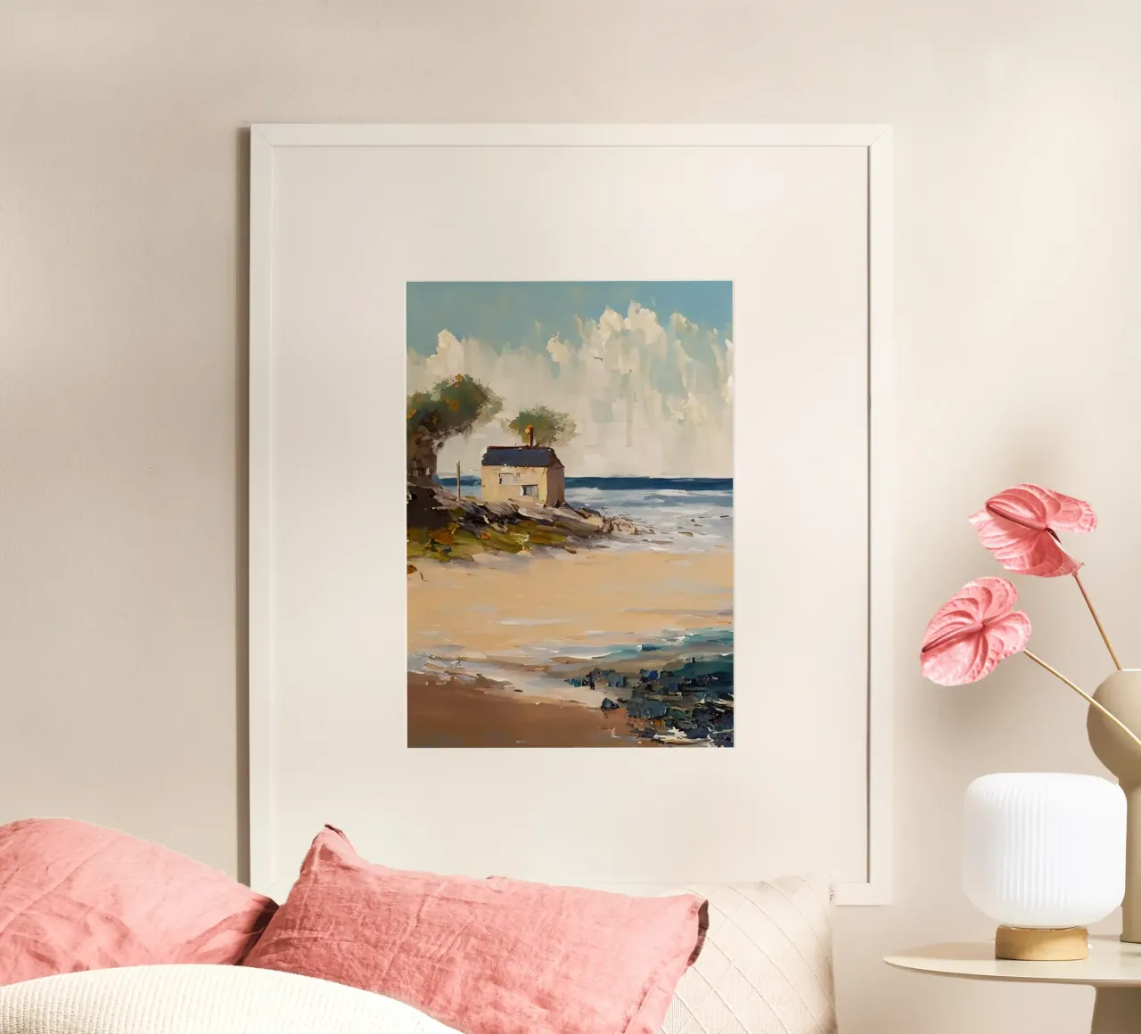 Rifugio costiero poster con telaio in legno da ComfyCouture