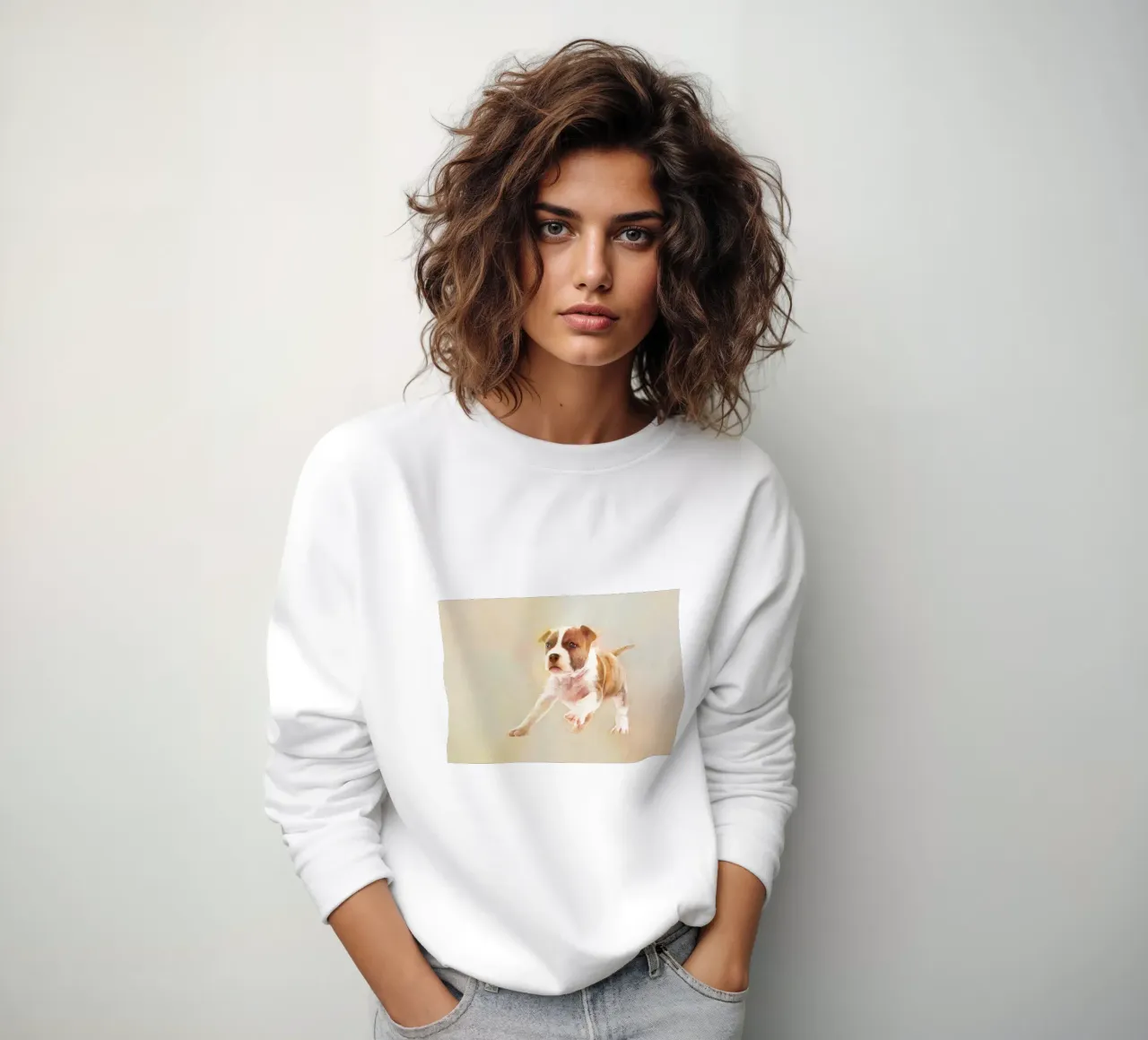 Verspielter Welpe in Aktion Sweatshirt von Artascy Art