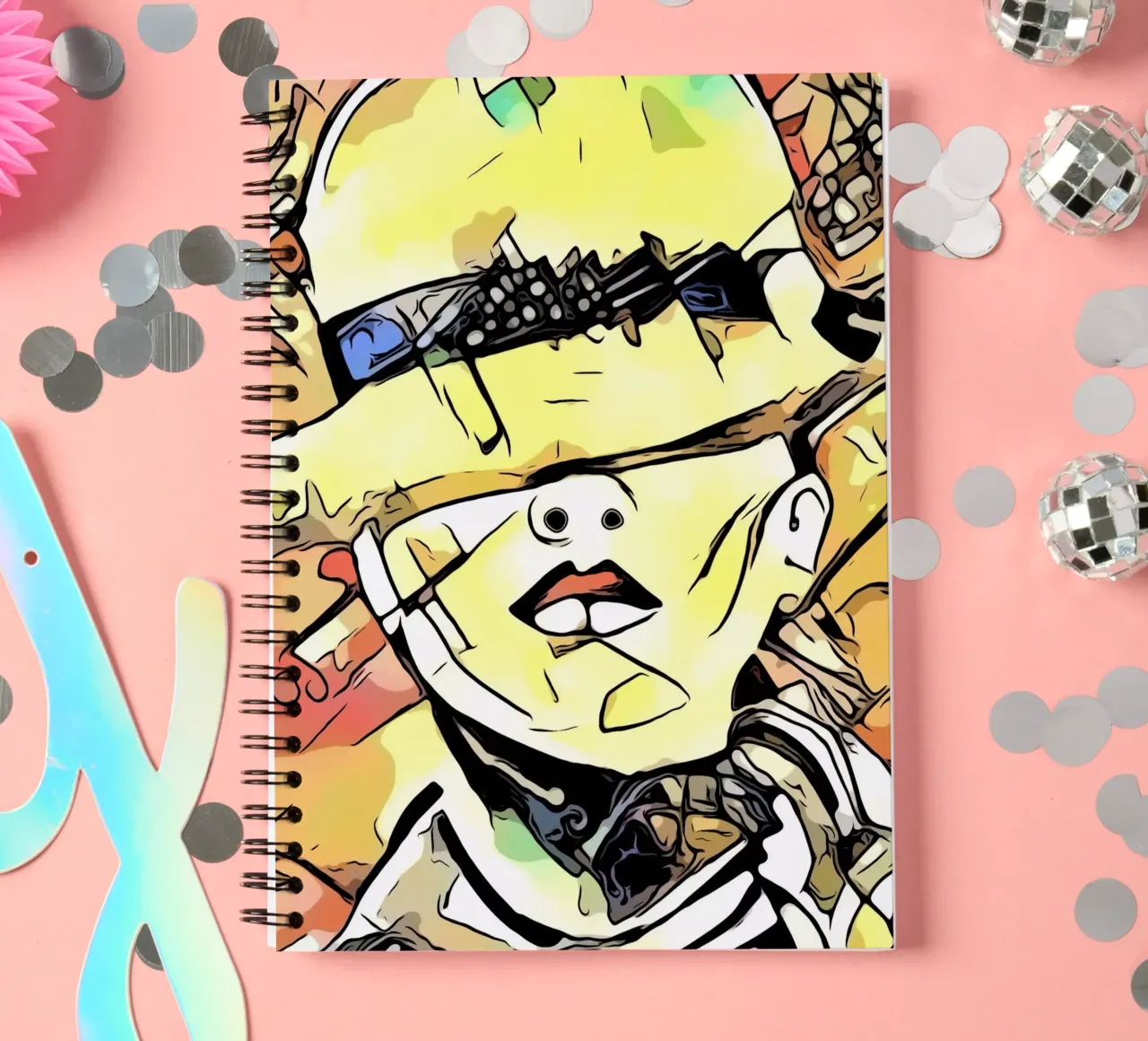 Woman with hat, motif 2 spiral notebook by ZAMART