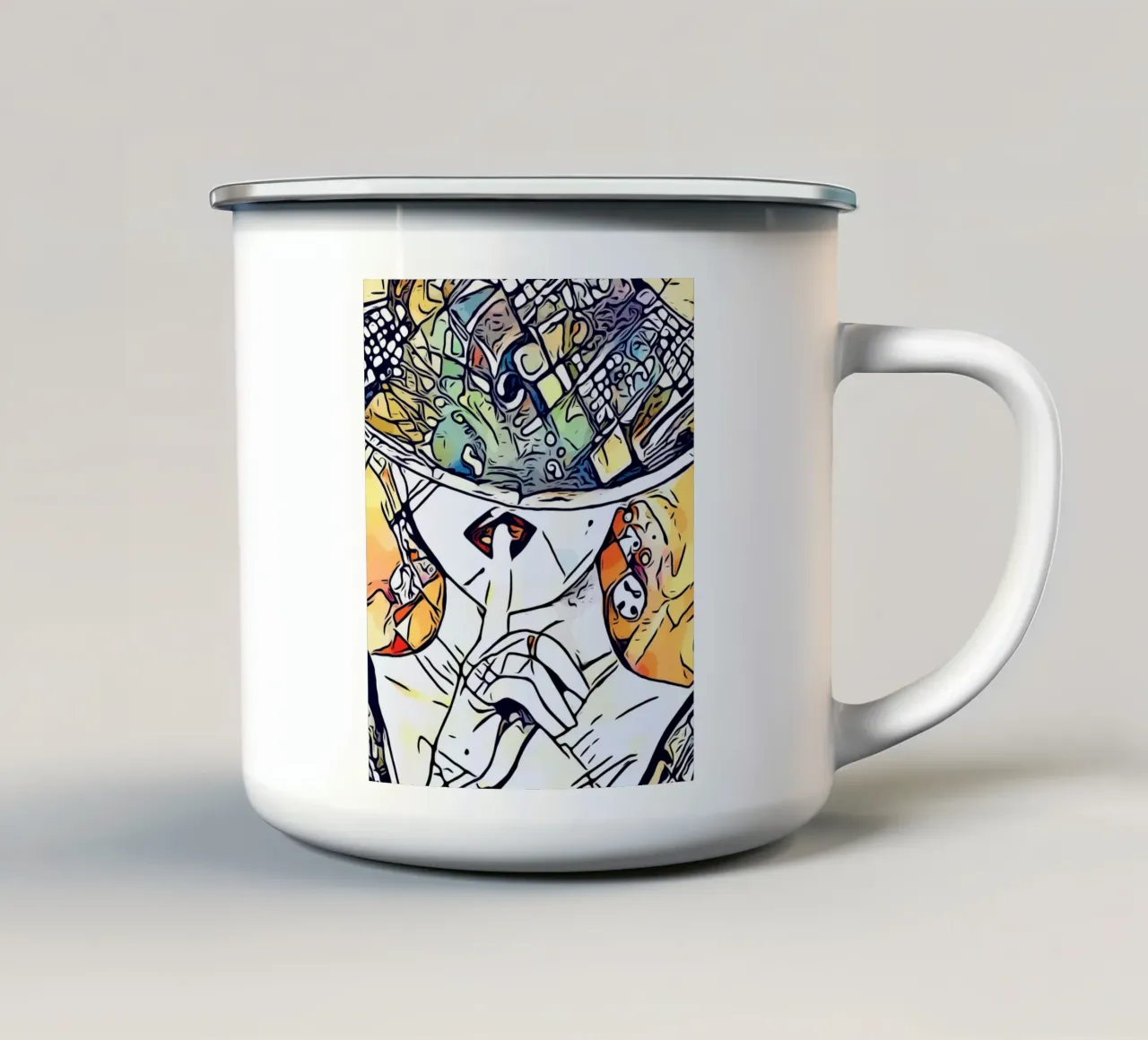 Donna con cappello, motivo 3 tazza in smalto da ZAMART