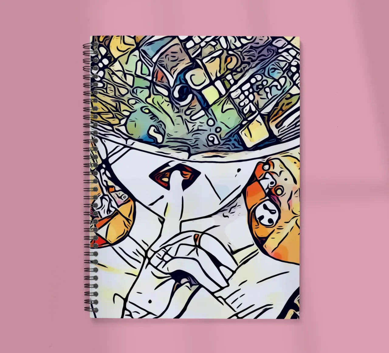 Woman with hat, motif 3 spiral notebook by ZAMART