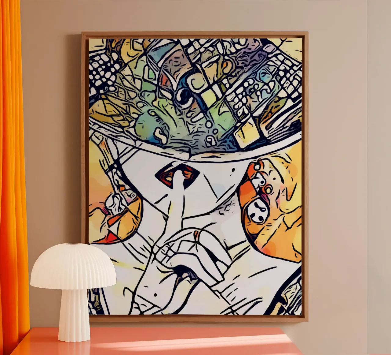 Frau mit Hut, Motiv 3 Leinwand mit Schattenfugenrahmen von ZAMART