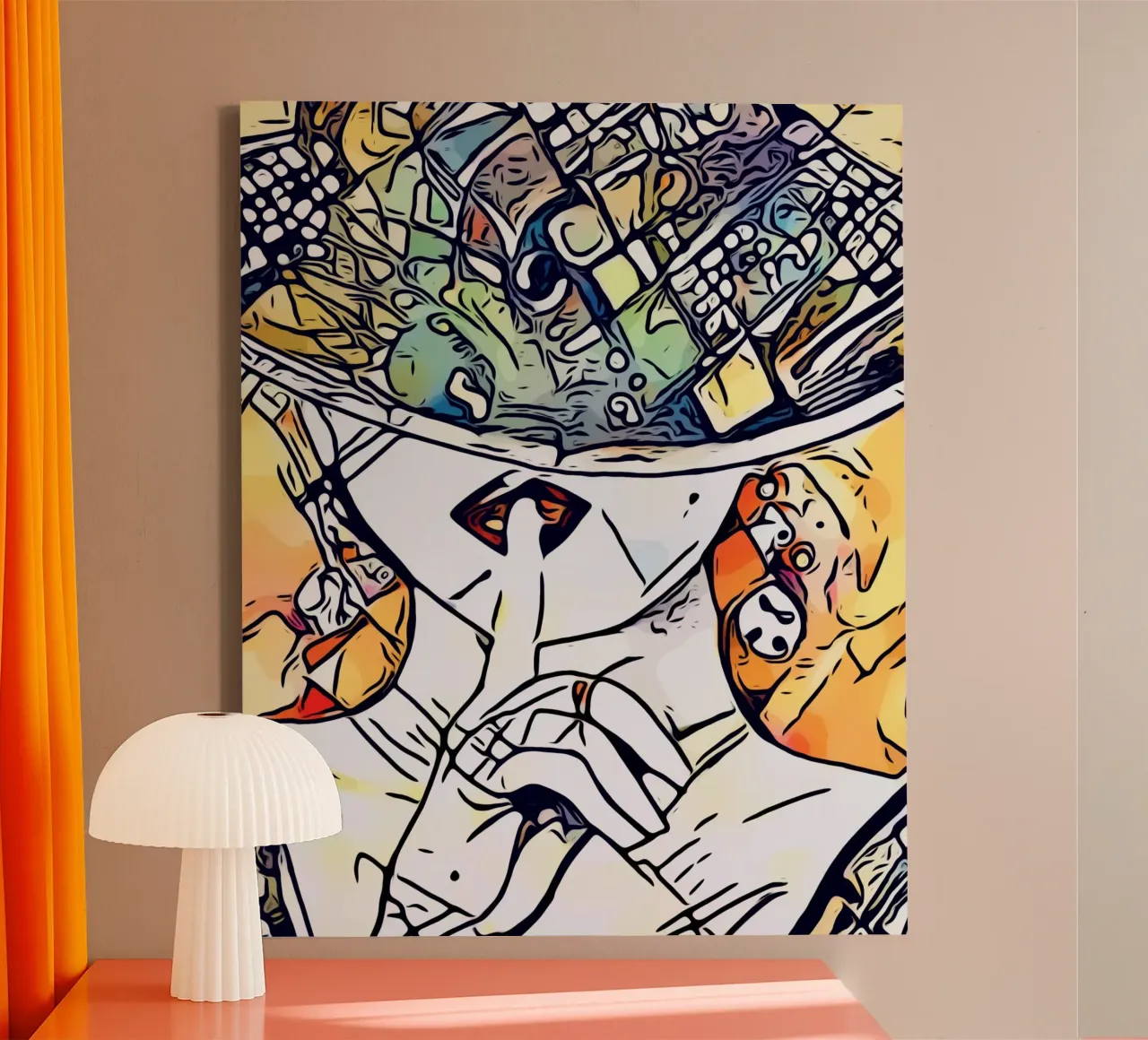 Frau mit Hut, Motiv 3 Leinwand mit Schattenfugenrahmen von ZAMART