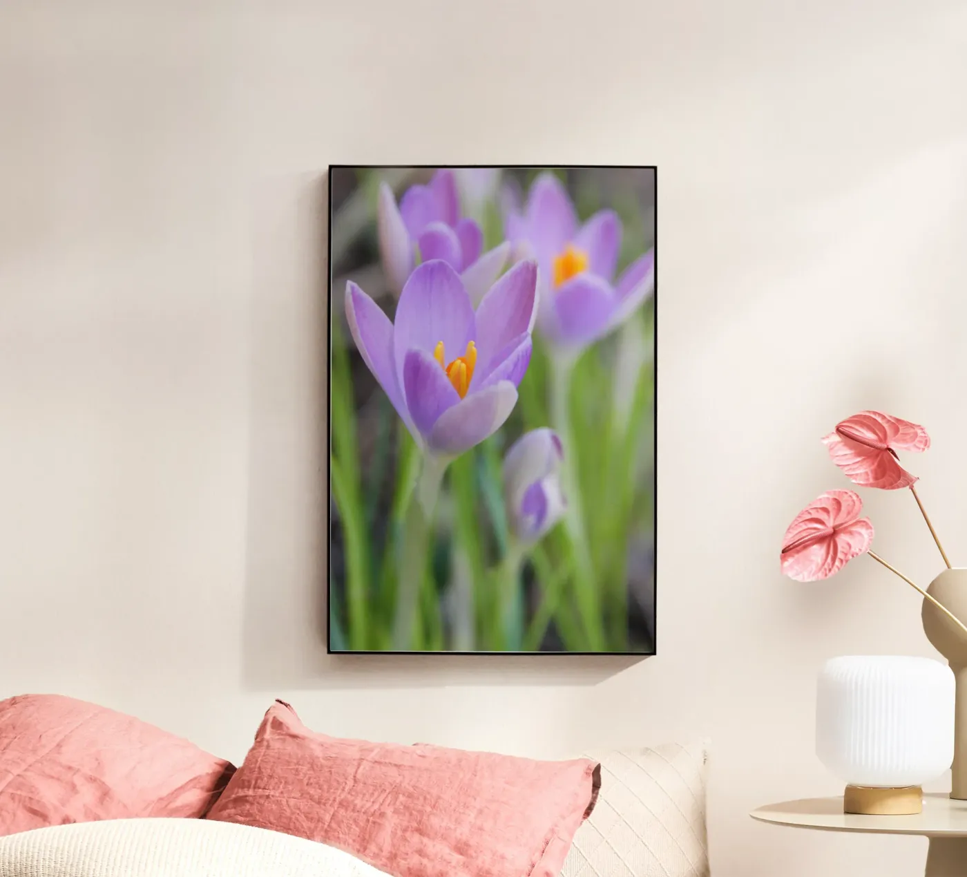 Purple crocuses Acryl-Glas von Soul Traffic