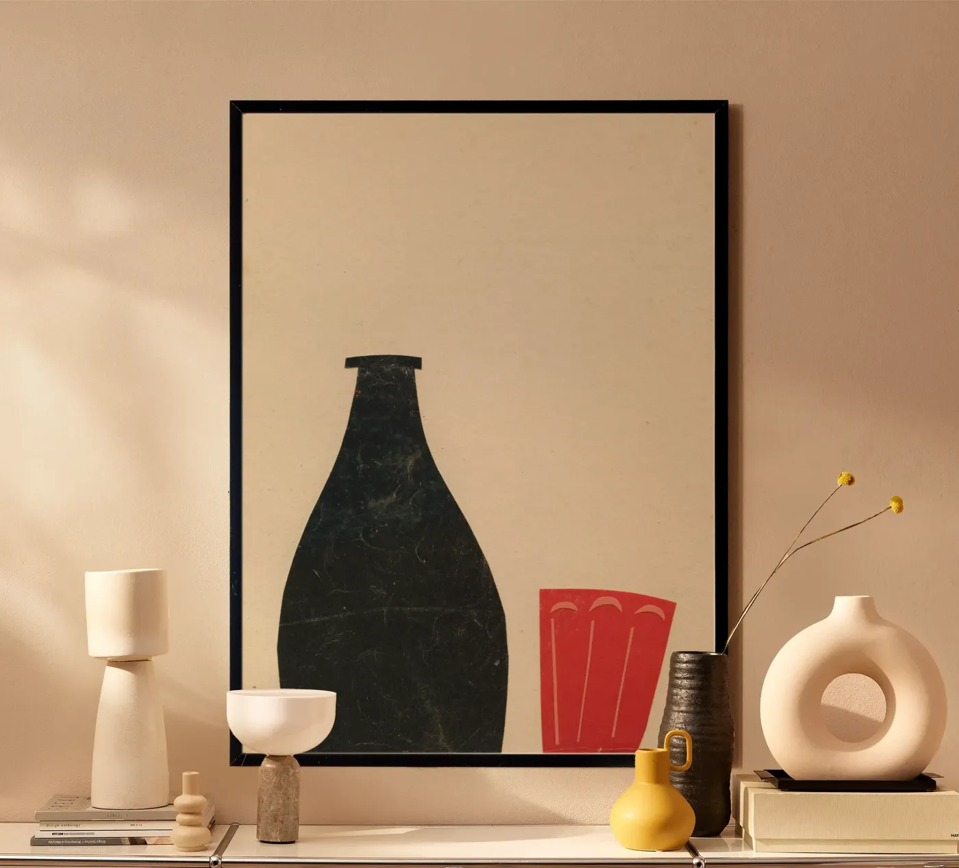 Bottiglia e bicchiere poster da Cassia Beck Collage