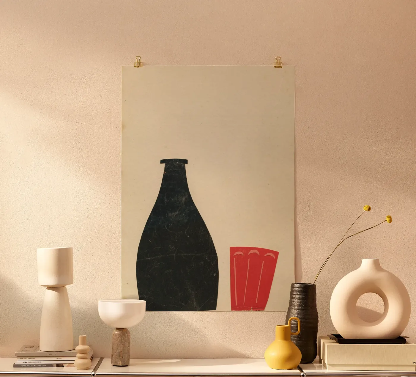 Bottiglia e bicchiere poster da Cassia Beck Collage