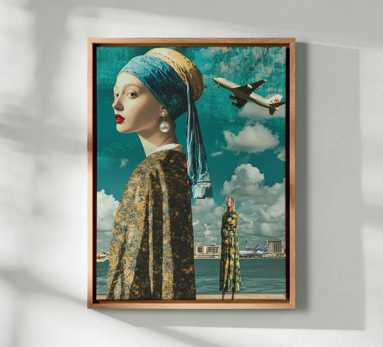 Flying girl with a pearl earing tela con Cornice a cassetta da ARTig