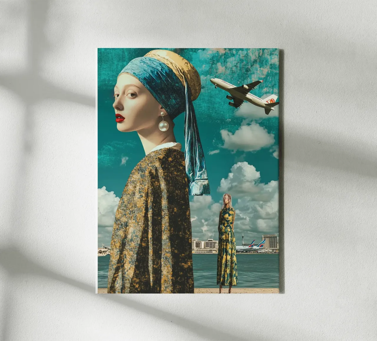 Flying girl with a pearl earing tela con Cornice a cassetta da ARTig