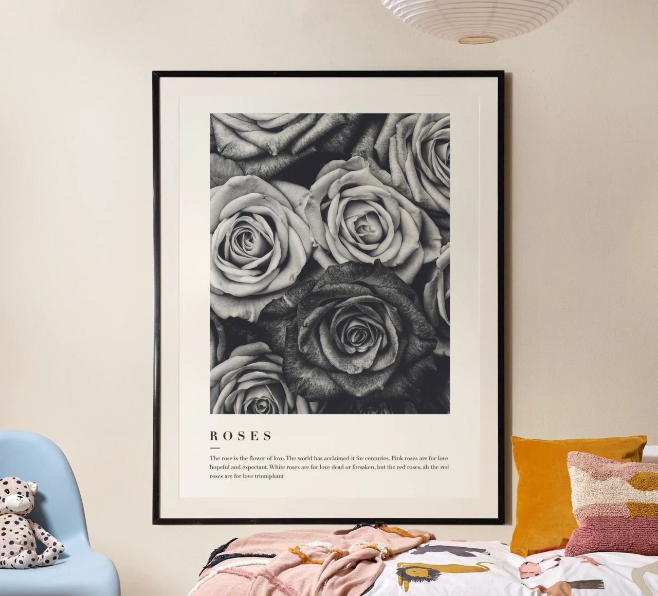 Schwarz-Weiß Rosen Kunst – Elegantes Blumenmotiv Poster von Whole©