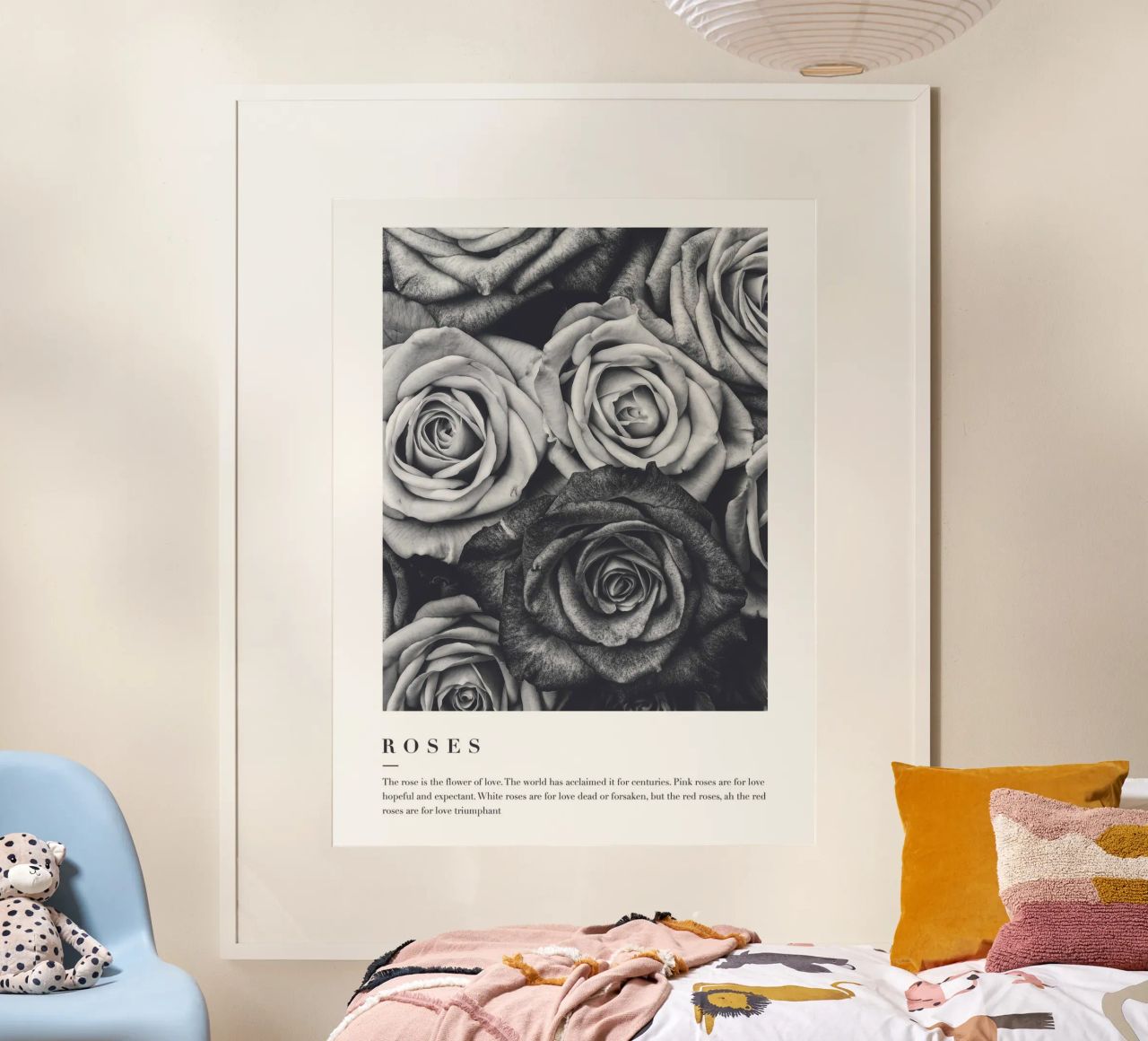 Schwarz-Weiß Rosen Kunst – Elegantes Blumenmotiv Poster von Whole©