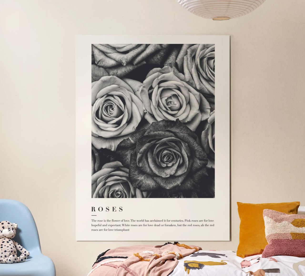 Schwarz-Weiß Rosen Kunst – Elegantes Blumenmotiv Poster von Whole©