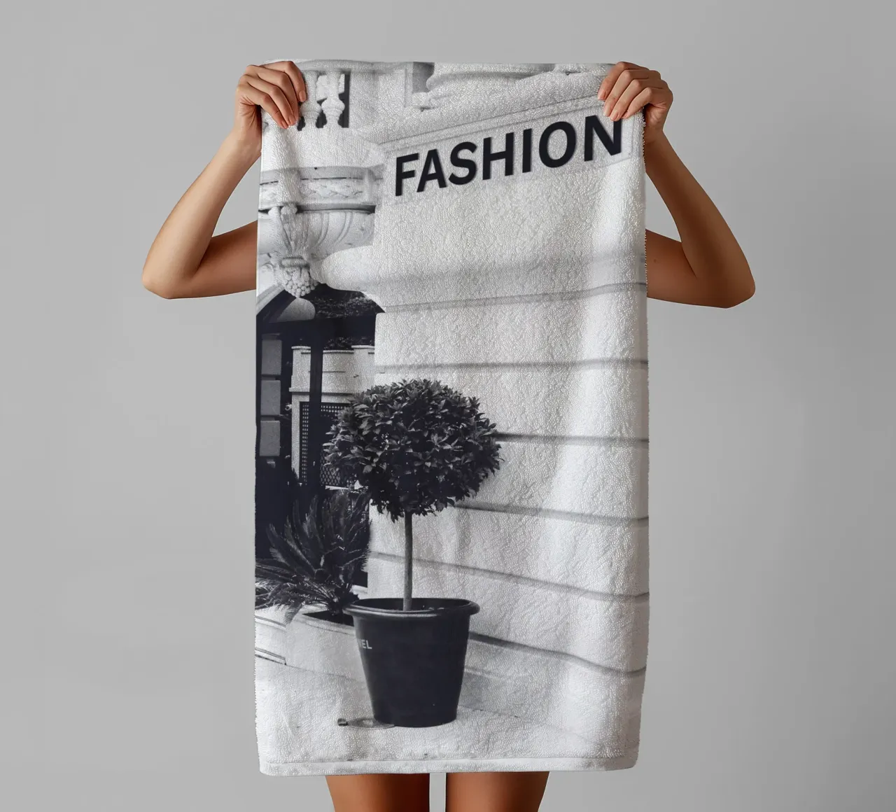 Arte dell'architettura di moda in bianco e nero - ispirato alla moda asciugamano da bagno da Whole©